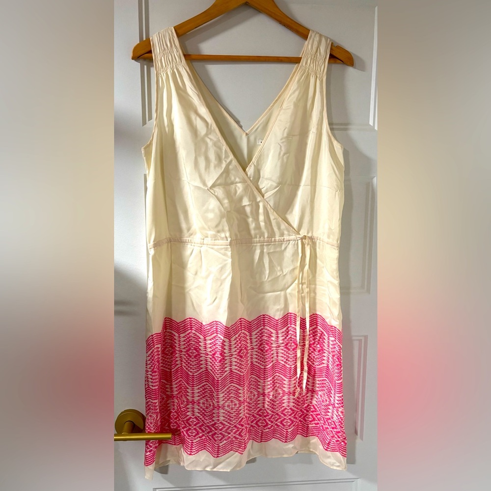 Banana Republic Silk Cream and Pink Wrap Dress